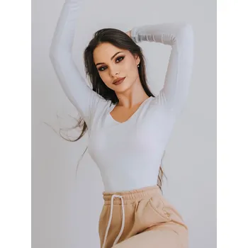 Dámské tričko Dámské triko s dlouhým rukávem VS-DN 1902 LENA bílý / černý, VELIKOST XL