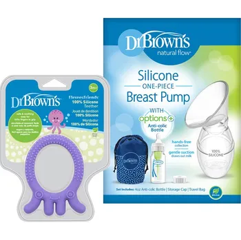teploměr do vody pro miminko DR.BROWN'S Set Sběrač mateřského mléka + Kousátko Flexees Friends chobotnice