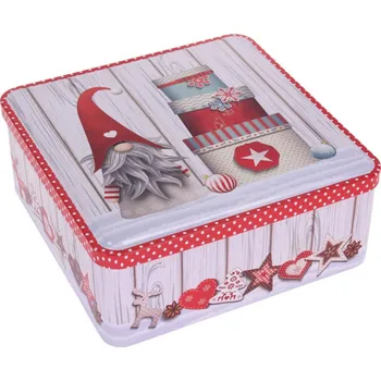 Plechová dóza TROLL červená/bílá 20x20x8 cm