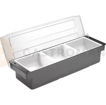 Barová židle Barmanský zásobník na přísady do nápojů - 3 vklady, černé, 480x150x(H)100 mm | BAR UP, 552018