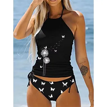 Dámské plavky Dámské plavky dvojdílné "tankini" mix barev a vzorů (Plus size S - 6XL) Barva: černá - pampeliška, Velikost: 6XL