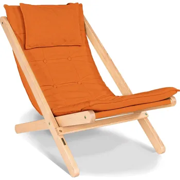 Zahradní lehátko Skládací lehátko BREEZIO 01 z masivu/oranžové