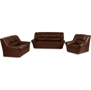 Sedací souprava Kožená sedací souprava DUBAJ LUX 3+2+1, hnědá (s-12)