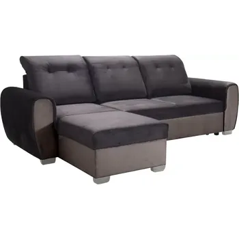 Sedací souprava Rohová sedací souprava ARKANA, černá/hnědá (Vogue16/5, stříbrné)