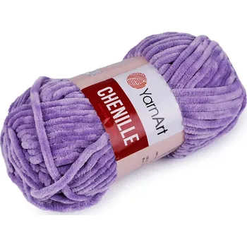 Galanterie Pletací žinylková příze Chenille 100 g fialová lila 1ks