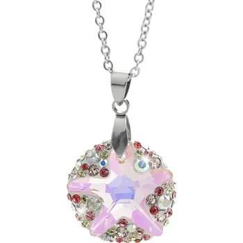 Módní doplněk JSB bijoux s.r.o. Ocelový náhrdelník s kamenem ve tvaru hvězdice doplněný krystaly Swarovski Light Rose