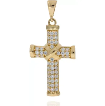 Přívěsek Střední zlatý křížek se zirkony