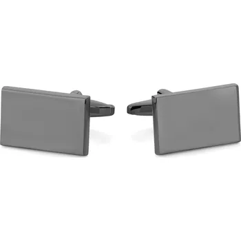 Manžetový knoflíček Leštěné obdélníkové manžetové knoflíčky černé barvy gunmetal - Trendhim