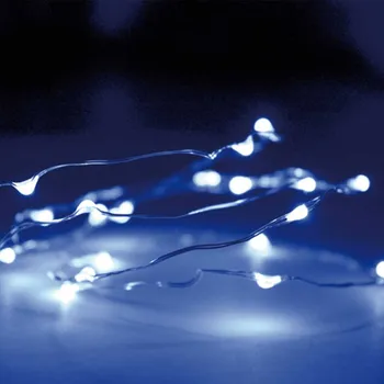 Vánoční dekorace Řetěz na baterie studená bílá 100 LED 510 cm měděný drátek vnitřní