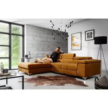 Sedací souprava Rohová sedací souprava Richard, levá, zlatá (nube 45)