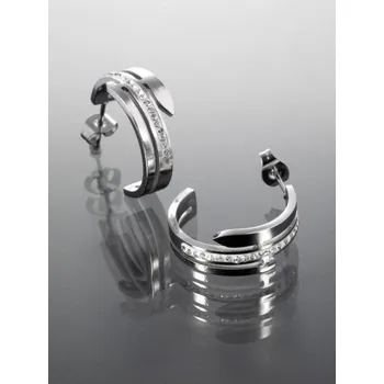 Náušnice Prosperk Náušnice ocelové kruhy s kamínky S5202