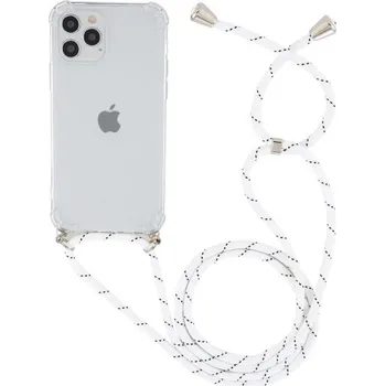 Transparentní kryt se šňůrkou pro iPhone 12 / 12 Pro - bíločerný
