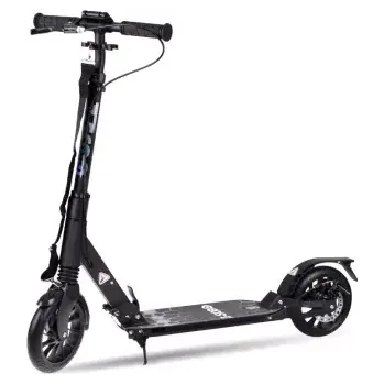 Koloběžka Velká skládací městská koloběžka s odpružením a brzdami do 100 kg – Černá