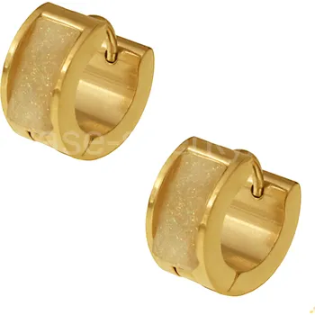 Náušnice Prosperk Náušnice zlaté ocelové kroužky matné S2719