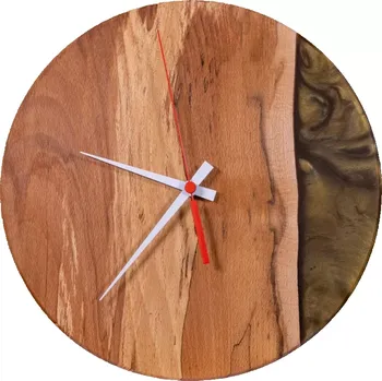 Hodiny Dřevěné hodiny s pryskyřicí Ø 30CM - buk, zlatá perleť