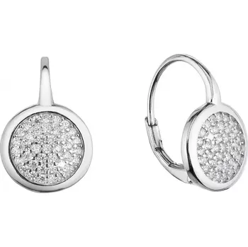 Náušnice Stříbrné náušnice visací se zirkony bílé kulaté 11454.1