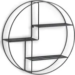 ZELLER Nástěnná polička kulatá černá průměr 55cm, hloubka 12cm