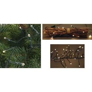 Vánoční dekorace Světelný řetěz chumel 192 LED venkovní studená bílá 1,2 m do zásuvky černý kabel