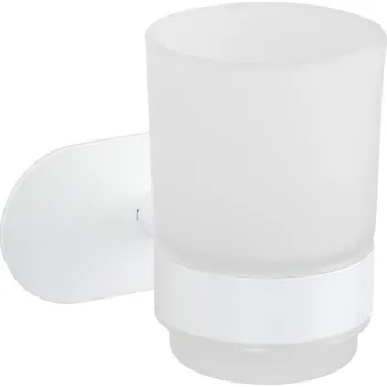 Držák na kartáček Bílý samodržící skleněný kelímek na zubní kartáčky Orea – Wenko ID_1688848