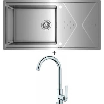 Nerezový dřez SET Teka BROOKLYN 60 M-XP 1B 1D PLUS nerez + Teka IN 915 CR chrom