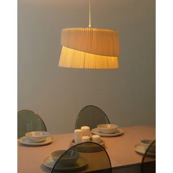 Závěsné svítidlo béžové Polyester Terylen látka 178 cm Osvětlení Závěsná lampa Moderní boho design Beliani