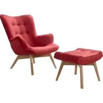 Křeslo Křeslo Picolo s podnožkou, červená / přírodní (AN 2910)