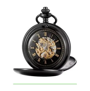 Hodinky Šperky4U Mechanické kapesní hodinky otevírací černé - cibule - KH0049-K