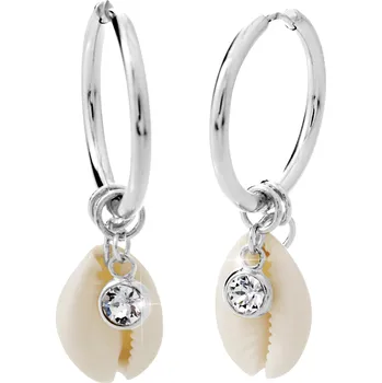 Módní doplněk JSB bijoux s.r.o. Ocelové náušnice kruhy s přírodní mušlí a s krystalem Swarovski Crystal