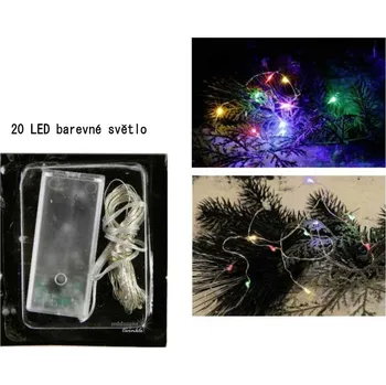 Vánoce Světelný řetěz na baterie s drátkem 20 Led vícebarevné světlo vnitřní na 2xAA 2m
