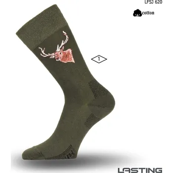 Pánské oblečení Lasting bavlněné ponožky LFSJ - Zelená 620 / (38-41) M / Zelená