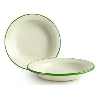 Talíř Smaltovaný talíř hluboký 28cm se zeleným okrajem - Ibili