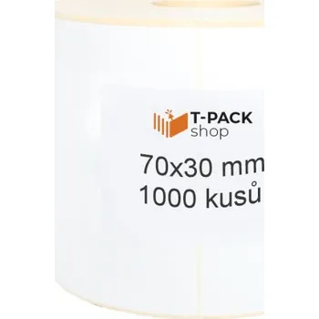 Samolepící etiketa Termoetikety 70x30 mm bilé, návin 1000ks, dutinka kotoučku 40mm