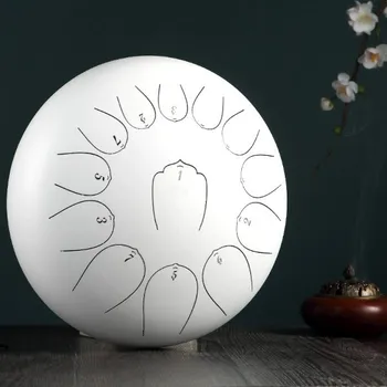 Bicí nástroj Hütermann Tongue drum - 12' (30cm), 13 tónů, C-dur - Bílý, s příslušenstvím.