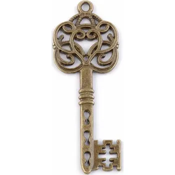 Přívěsek 21x56 mm klíč staromosaz 2ks