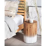 Noční stolek světlý dřevěný teak 40 x 30 x 30 cm ve venkovském stylu, kulatá multifunkční přírodní ložnice Beliani