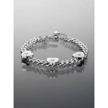 Náramek Prosperk Masivní náramek z chirurgické oceli se srdíčky s drobnými čirými krystaly S1949