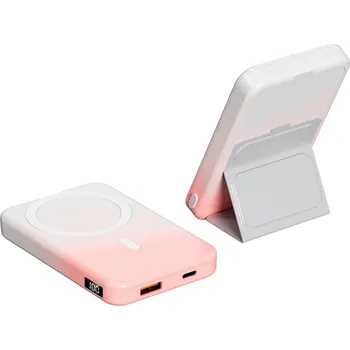 Powerbanka Gradient MagSafe Powerbanka se stojánkem a LCD displejem 10000mAh Barva: Růžová/Bílá