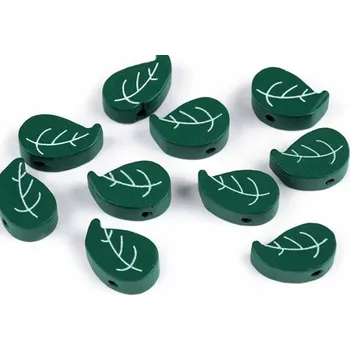 Dětské navlékací korálky Dřevěné korálky list 12x20 mm 10 ks