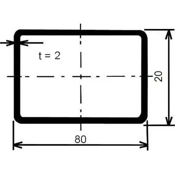 Stavební profil Jekl obdélníkový 80×20×2 mm – 6 m