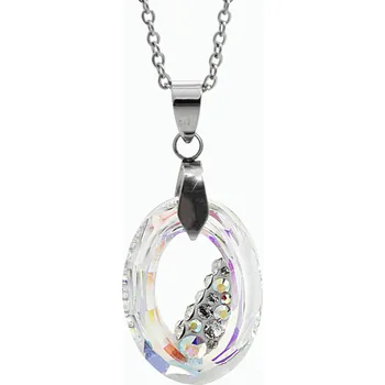 Náhrdelník JSB bijoux s.r.o. Ocelový náhrdelník šikmo osázený střední ovál Swarovski AB