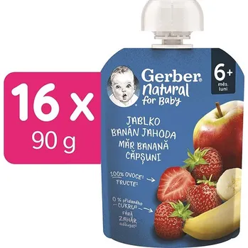 GERBER Natural kapsička jablko, banán a jahoda 16× 90 g