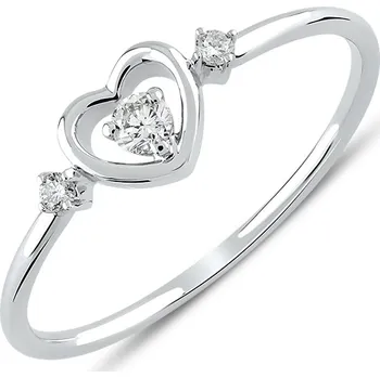 Prsten Lillian Vassago Briliantový prsten se srdíčky z bílého zlata LLV59-DR071W Velikost prstenu: 54