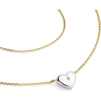 Náhrdelník Dámský náhrdelník žluté zlato 585/1000 přírodní diamant 0.012 ct G/SI srdce 140019-NH01-ZLB-DIA délka 40 cm
