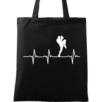 Bavlněná taška Kardiogram a Bojovník (Barva: Černá)