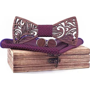 SET Dřevěný motýlek Brooklyn vínový Vínová