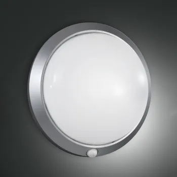 Lampička Fabas Luce Venkovní nástěnné svítidlo Armilla, stříbrné, detektor pohybu, Ø 30 cm stříbrná, bílá 1 x 60 W - Doprava zdarma
