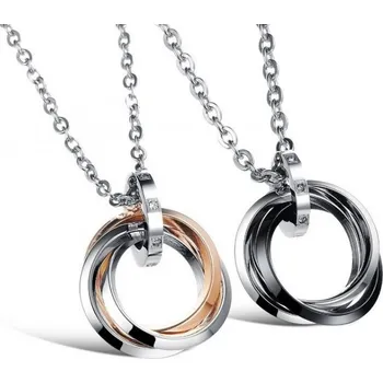 Řetízek Prosperk Řetízek ocelový s přívěskem trio - tři kroužky Barva: Černá 26271/CER