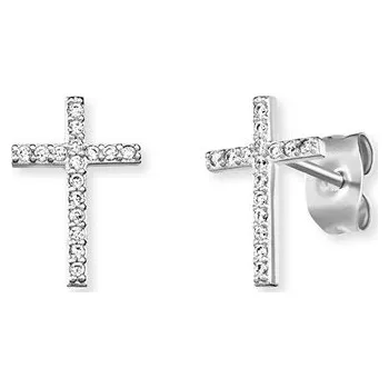 Náušnice Stříbrné náušnice ENGELSRUFER Křížek se zirkony ERE-LILCROSS-ZI-ST