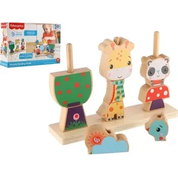 Dřevěná hračka Teddies Puzzle 3D dřevo 9 dílků v krabici 28x19x8cm