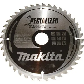 Pilový kotouč Makita B-33180 - Kotouč pilový pr. dřevo SPECIALIZED se zapuštěnými zuby 190 x 2,0 x 30mm 40Z = old B-09503